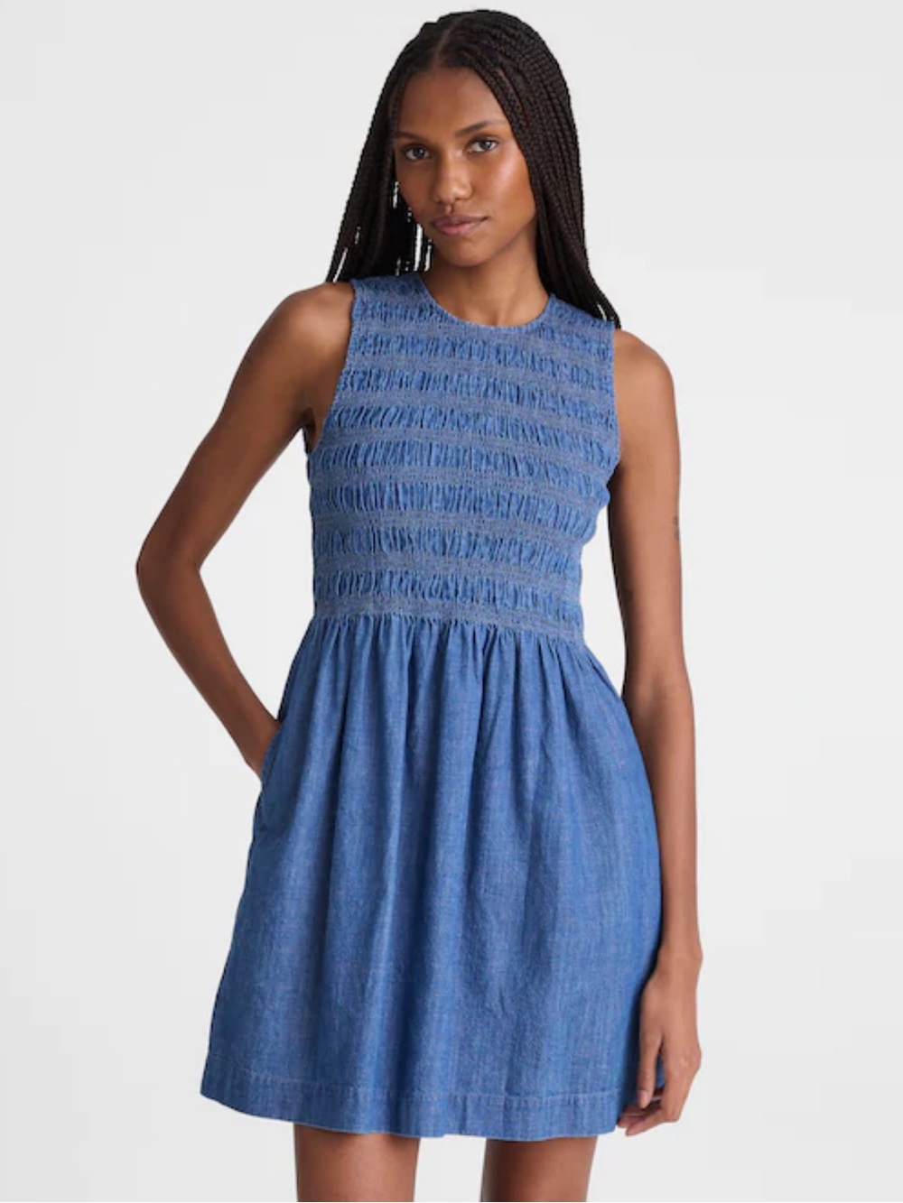 Madewell The Denim Melody Smocked Mini Dress . Size S. Style OA010